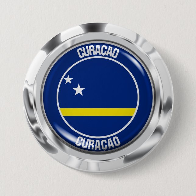 Badge Rond 7,6 Cm Emblème rond de Curaçao (Devant)