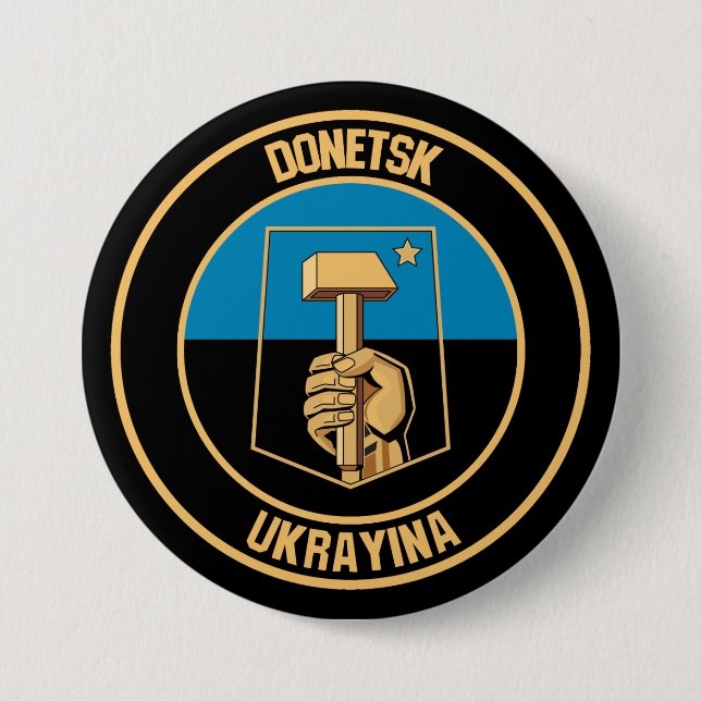 Badge Rond 7,6 Cm Emblème rond de Donetsk (Devant)