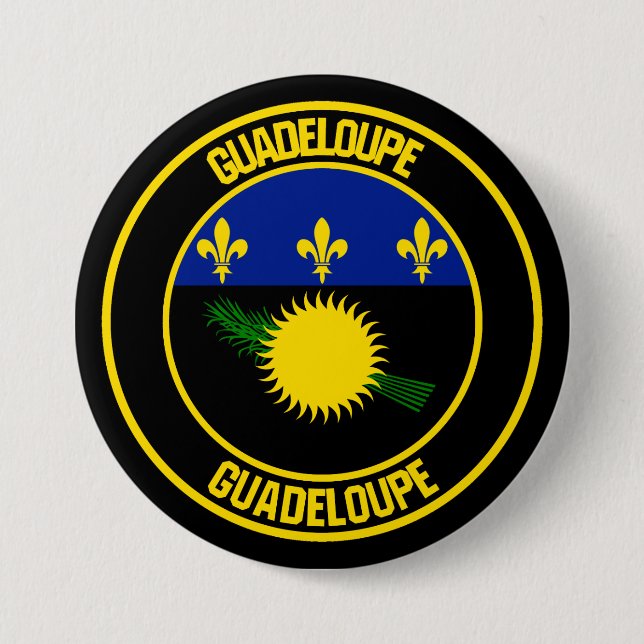 Badge Rond 7,6 Cm Emblème rond de Guadeloupe (Devant)