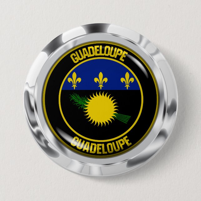 Badge Rond 7,6 Cm Emblème rond de Guadeloupe (Devant)