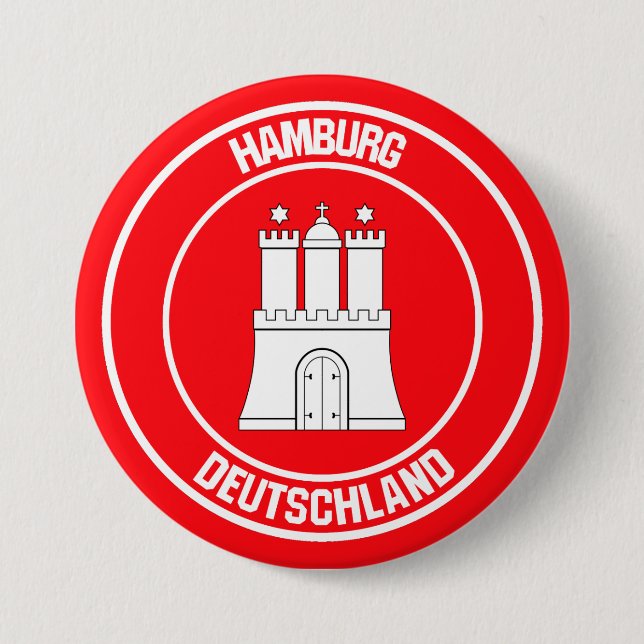 Badge Rond 7,6 Cm Emblème rond de Hambourg (Devant)