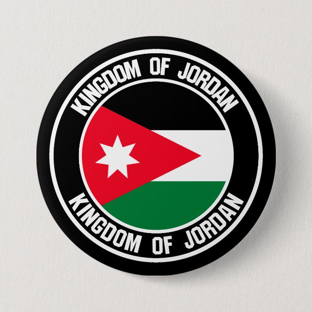 Badge Rond 7,6 Cm Emblème rond de Jordanie (Devant)