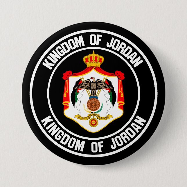 Badge Rond 7,6 Cm Emblème rond de Jordanie (Devant)