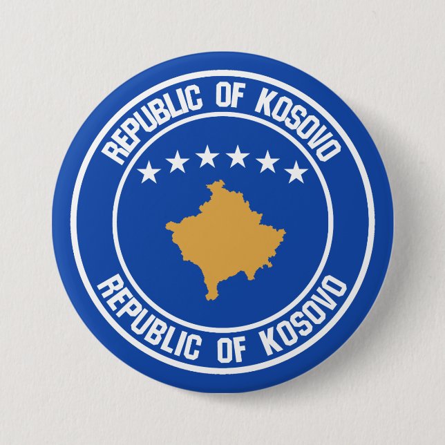 Badge Rond 7,6 Cm Emblème rond de Kosovo (Devant)