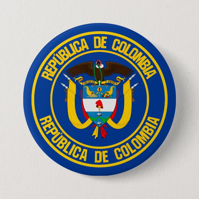 Badge Rond 7,6 Cm Emblème rond de la Colombie (Devant)