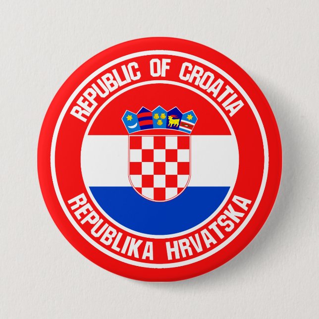 Badge Rond 7,6 Cm Emblème rond de la Croatie (Devant)