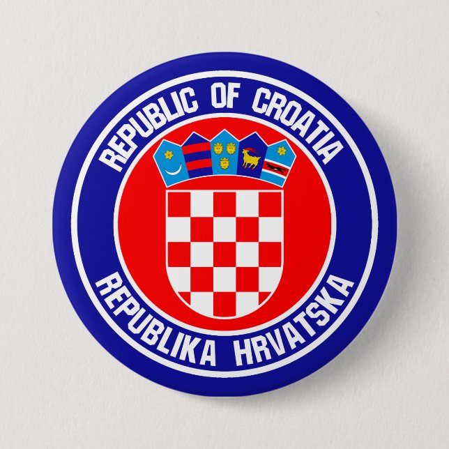Badge Rond 7,6 Cm Emblème rond de la Croatie (Devant)