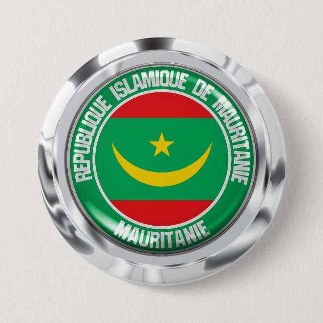 Badge Rond 7,6 Cm Emblème rond de la Mauritanie (Devant)