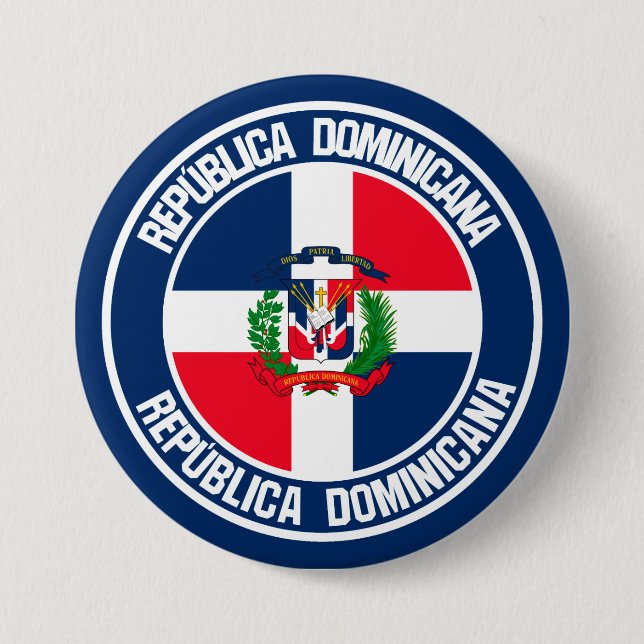 Badge Rond 7,6 Cm Emblème rond de la République Dominicaine (Devant)