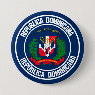 Badge Rond 7,6 Cm Emblème rond de la République Dominicaine