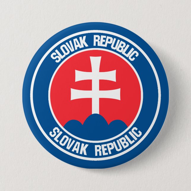 Badge Rond 7,6 Cm Emblème rond de la Slovaquie (Devant)