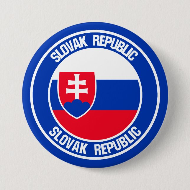 Badge Rond 7,6 Cm Emblème rond de la Slovaquie (Devant)