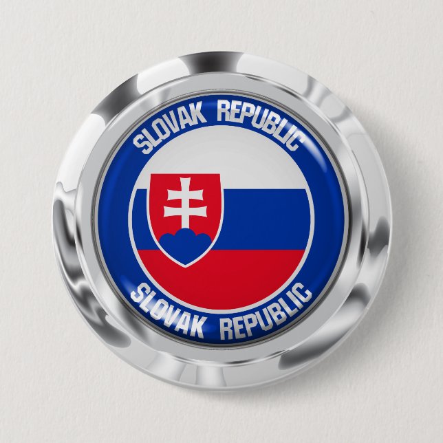 Badge Rond 7,6 Cm Emblème rond de la Slovaquie (Devant)