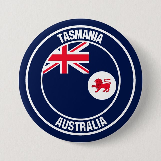 Badge Rond 7,6 Cm Emblème rond de la Tasmanie (Devant)