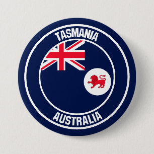 Badge Rond 7,6 Cm Emblème rond de la Tasmanie
