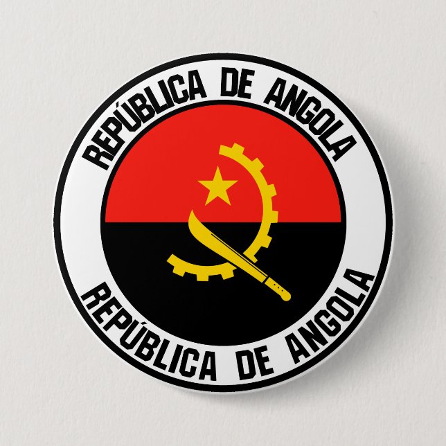 Badge Rond 7,6 Cm Emblème rond de l'Angola (Devant)