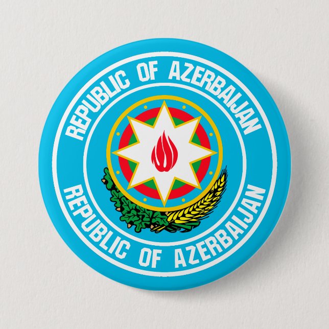 Badge Rond 7,6 Cm Emblème rond de l'Azerbaïdjan (Devant)