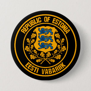 Badge Rond 7,6 Cm Emblème rond de l'Estonie