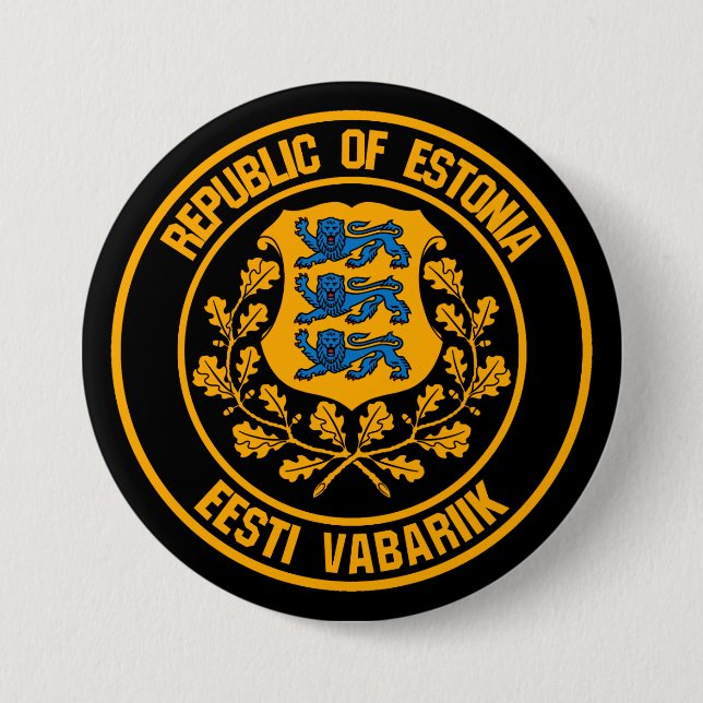 Badge Rond 7,6 Cm Emblème rond de l'Estonie (Devant)