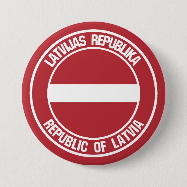 Badge Rond 7,6 Cm Emblème rond de Lettonie (Devant)