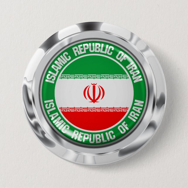 Badge Rond 7,6 Cm Emblème rond de l'Iran (Devant)