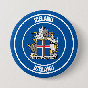 Badge Rond 7,6 Cm Emblème rond de l'Islande