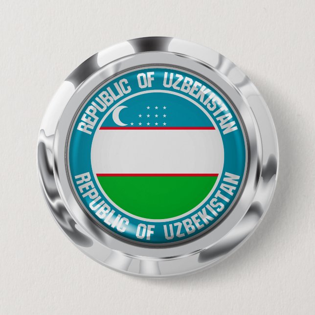 Badge Rond 7,6 Cm Emblème rond de l'Ouzbékistan (Devant)