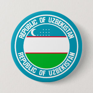Badge Rond 7,6 Cm Emblème rond de l'Ouzbékistan