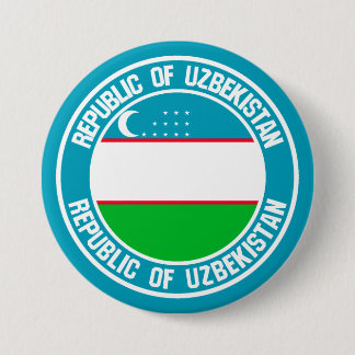 Badge Rond 7,6 Cm Emblème rond de l'Ouzbékistan