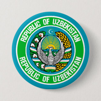 Badge Rond 7,6 Cm Emblème rond de l'Ouzbékistan