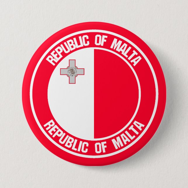 Badge Rond 7,6 Cm Emblème rond de Malte (Devant)