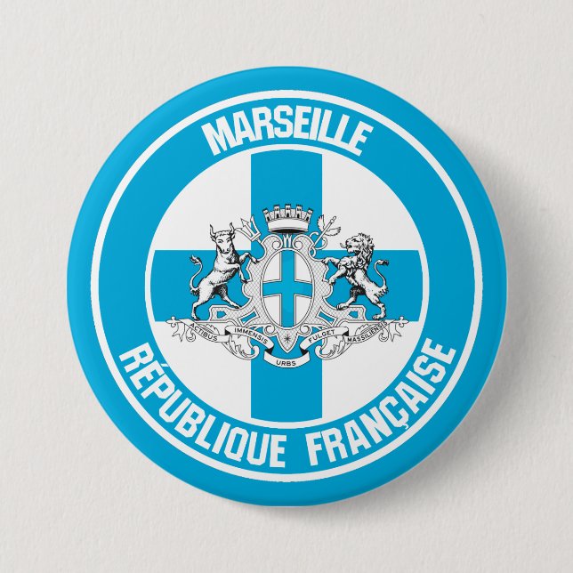 Badge Rond 7,6 Cm Emblème rond de Marseille (Devant)
