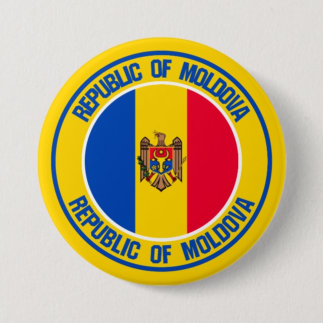 Badge Rond 7,6 Cm Emblème rond de Moldavie (Devant)