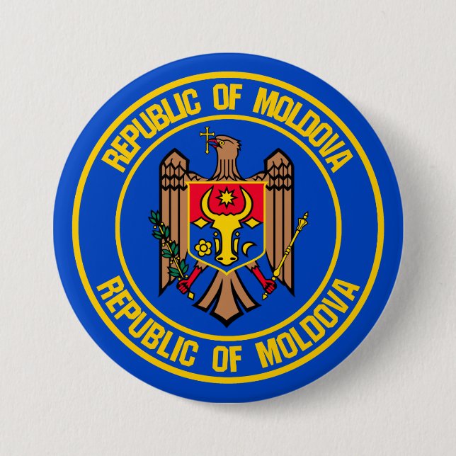 Badge Rond 7,6 Cm Emblème rond de Moldavie (Devant)