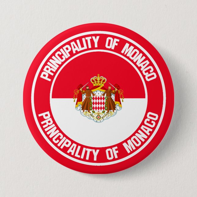 Badge Rond 7,6 Cm Emblème rond de Monaco (Devant)