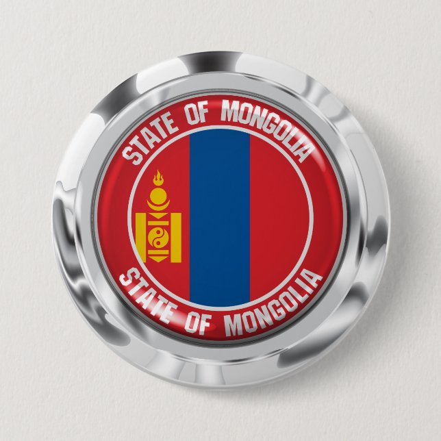 Badge Rond 7,6 Cm Emblème rond de Mongolie (Devant)