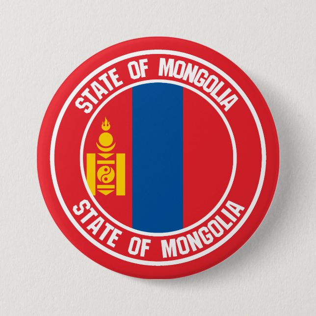 Badge Rond 7,6 Cm Emblème rond de Mongolie (Devant)