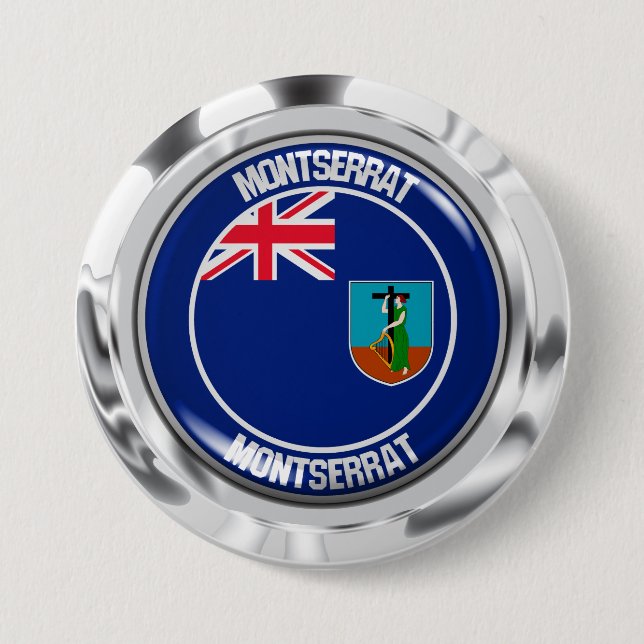 Badge Rond 7,6 Cm Emblème rond de Montserrat (Devant)