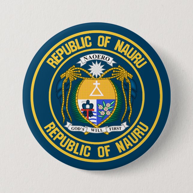 Badge Rond 7,6 Cm Emblème rond de Nauru (Devant)