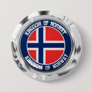 Badge Rond 7,6 Cm Emblème rond de Norvège