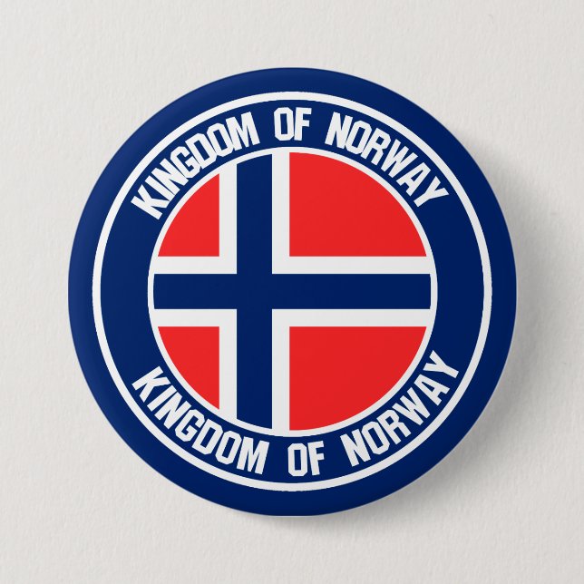 Badge Rond 7,6 Cm Emblème rond de Norvège (Devant)