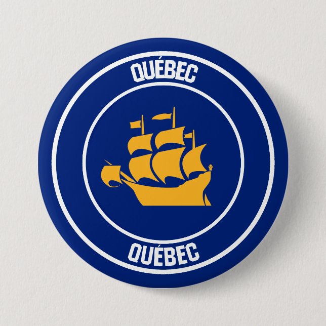 Badge Rond 7,6 Cm Emblème rond de Québec (Devant)