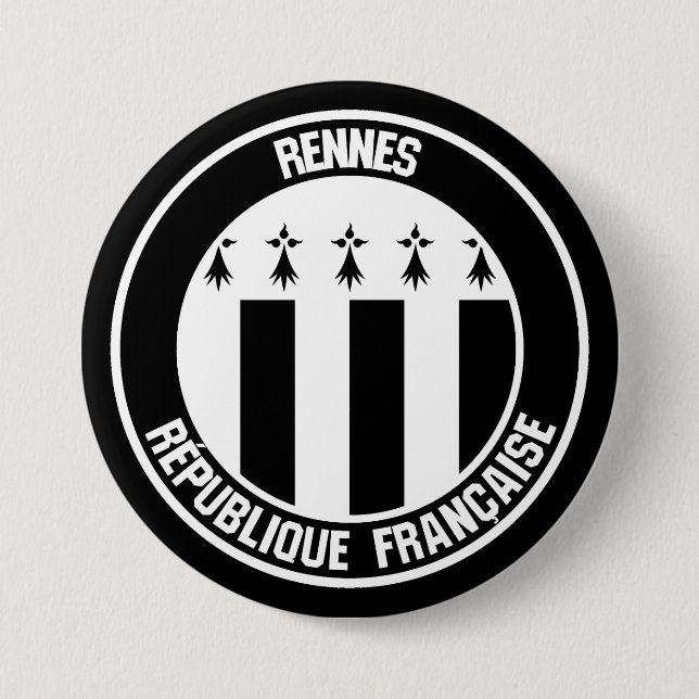 Badge Rond 7,6 Cm Emblème rond de Rennes (Devant)