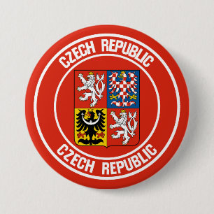 Badge Rond 7,6 Cm Emblème rond de République Tchèque