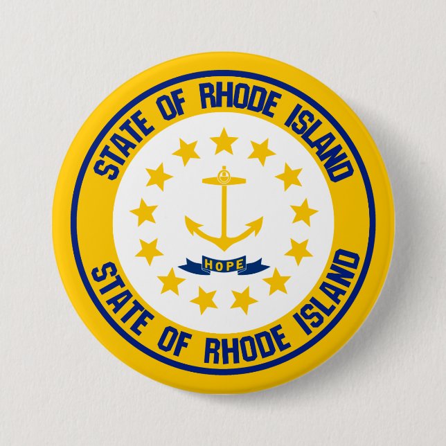 Badge Rond 7,6 Cm Emblème rond de Rhode Island (Devant)