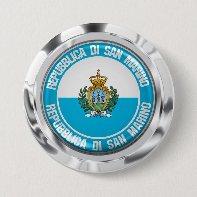 Badge Rond 7,6 Cm Emblème rond de Saint-Marin (Devant)