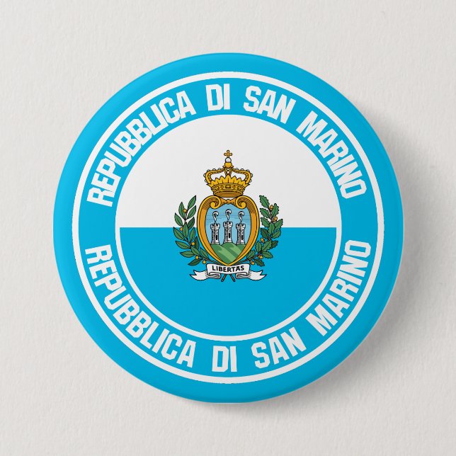 Badge Rond 7,6 Cm Emblème rond de Saint-Marin (Devant)