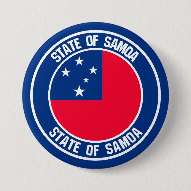 Badge Rond 7,6 Cm Emblème rond de Samoa (Devant)