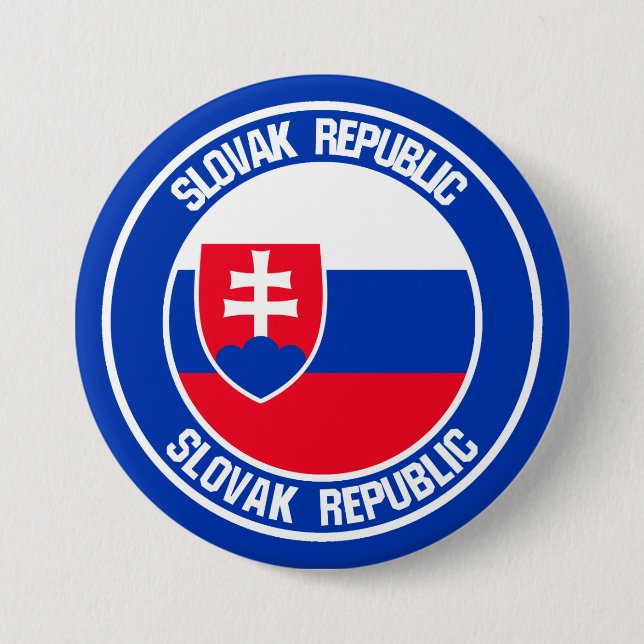 Badge Rond 7,6 Cm Emblème rond de Slovaquie (Devant)