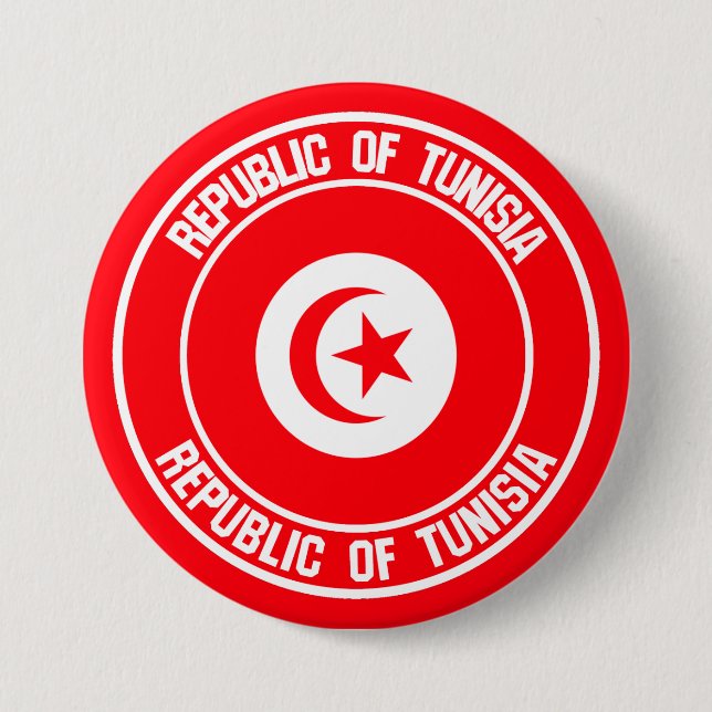 Badge Rond 7,6 Cm Emblème Rond de Tunisie (Devant)